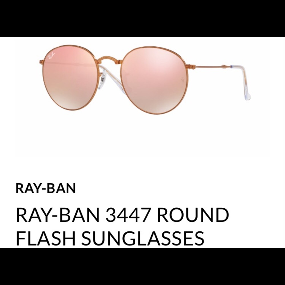 Ray-ban 3447 round flash sunglasses rose gold/pink